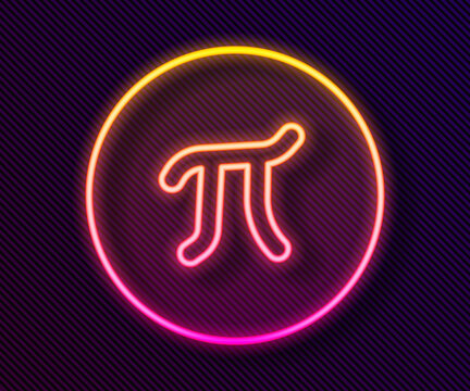 Glowing neon line Pi symbol icon isolated on black background. Vector