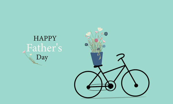 Fathers day greeting card concept with  wildflowers basket over black bike.
