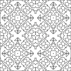  Geometric vector pattern with triangular elements. Seamless abstract ornament for wallpapers and backgrounds. Black and white colors. 