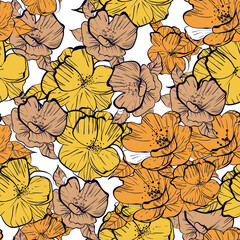 seamless summer pattern from hand-drawn flowers. Summer colorful motives. Perfect for banners, flyers, backgrounds, prints, fabrics. EPS10