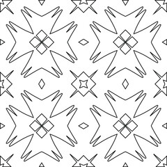  Geometric vector pattern with triangular elements. Seamless abstract ornament for wallpapers and backgrounds. Black and white colors. 
