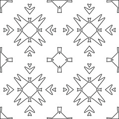  Geometric vector pattern with triangular elements. Seamless abstract ornament for wallpapers and backgrounds. Black and white colors. 