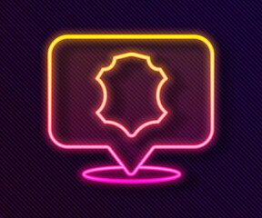 Glowing neon line Leather icon isolated on black background. Vector
