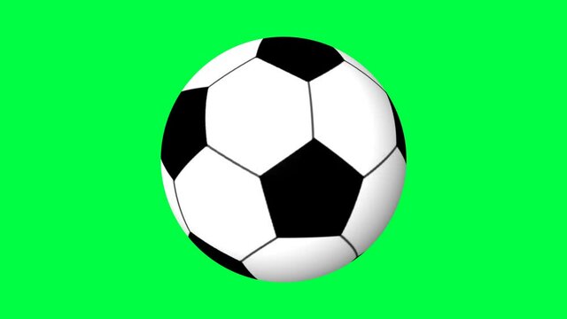 Animation 3D of a soccer ball spinning on a green screen. Use it for post football ads or social media.