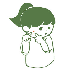 吹き出物を気にする人　女性　ニキビ
