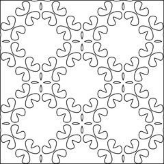  Geometric vector pattern with triangular elements. Seamless abstract ornament for wallpapers and backgrounds. Black and white colors. 