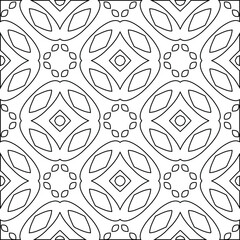  Geometric vector pattern with triangular elements. Seamless abstract ornament for wallpapers and backgrounds. Black and white colors. 