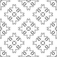  Geometric vector pattern with triangular elements. Seamless abstract ornament for wallpapers and backgrounds. Black and white colors. 