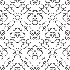  Geometric vector pattern with triangular elements. Seamless abstract ornament for wallpapers and backgrounds. Black and white colors. 