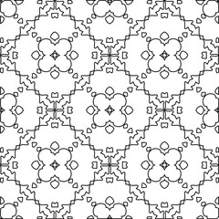  Geometric vector pattern with triangular elements. Seamless abstract ornament for wallpapers and backgrounds. Black and white colors. 