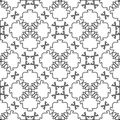  Geometric vector pattern with triangular elements. Seamless abstract ornament for wallpapers and backgrounds. Black and white colors. 
