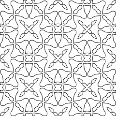  Geometric vector pattern with triangular elements. Seamless abstract ornament for wallpapers and backgrounds. Black and white colors. 