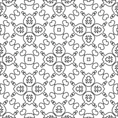  Geometric vector pattern with triangular elements. Seamless abstract ornament for wallpapers and backgrounds. Black and white colors.