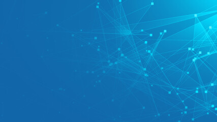 Abstract blue polygon tech network with connect technology background. Abstract dots and lines texture background. 3d rendering.