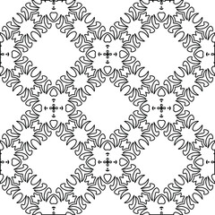  Geometric vector pattern with triangular elements. Seamless abstract ornament for wallpapers and backgrounds. Black and white colors.