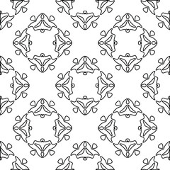  Geometric vector pattern with triangular elements. Seamless abstract ornament for wallpapers and backgrounds. Black and white colors. 