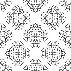  Geometric vector pattern with triangular elements. Seamless abstract ornament for wallpapers and backgrounds. Black and white colors. 