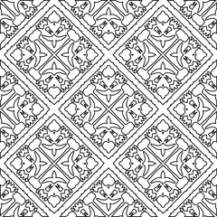  Geometric vector pattern with triangular elements. Seamless abstract ornament for wallpapers and backgrounds. Black and white colors. 