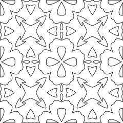  Geometric vector pattern with triangular elements. Seamless abstract ornament for wallpapers and backgrounds. Black and white colors.
