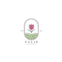  Tulip bud with leaves logo design