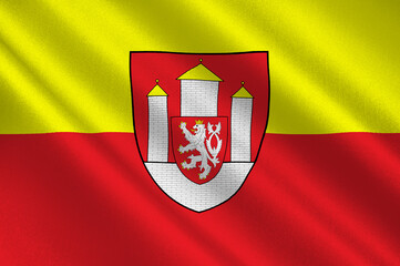 Flag of Ceske Budejovice in South Bohemia Region of Czech Republic