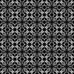Geometric of floral tiles pattern. Design classic style white on black background. Design print for illustration, texture, wallpaper, background.