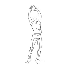 a volleyball player jump toss pass the ball continuous one line drawing for sport and healthy living concept