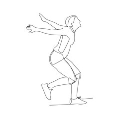 a female volleyball player ready to jump  - continuous one line drawing