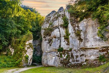 Cracow Gate - Brama Krakowska - Jurassic limestone rock gate formation in Pradnik creek valley of Cracow-Czestochowa upland in Ojcow in Lesser Poland