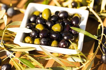 farm olives on table in olive garden