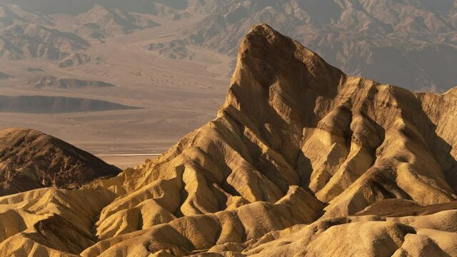 Death Valley National Park Zabriskie Point Manly Beacon Time Lapse Pan R Mojave Desert California USA