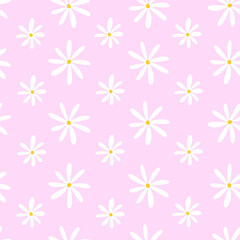 Seamless pattern of daisy flower on pink background vector illustration. Vector design for paper, cover, fabric, interior decor and other users.