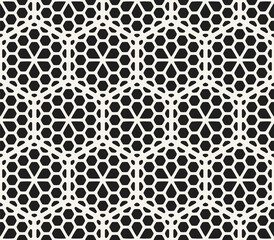 Vector seamless abstract pattern. Modern stylish striped lattice texture. Repeating geometric tiles with hexagonal elements.