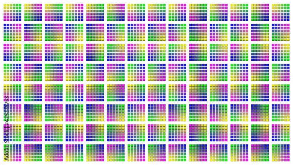 Poster abstract graphic background in multicolor design - square elements with random changed colors in gri