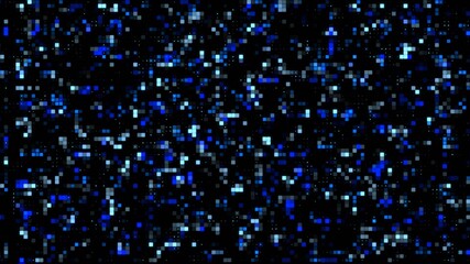 Hi-Tech graphic background in blue color - square elements and dots with random changed colors on dark background - 3D Illustration