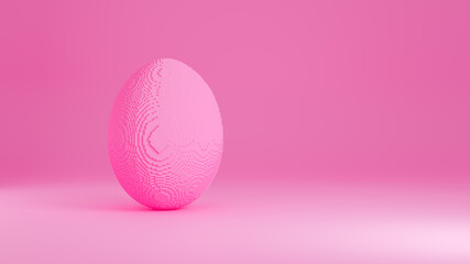 A pink egg. 3d illustration. Voxel graphics.