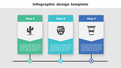 Set Cactus, Aztec mask and Mexican drum. Business infographic template. Vector