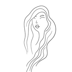 Woman silhouette art line face. Elegant female figure, beauty girl. Line art style. Trendy vector illustration isolated on white background. Contour graphics for design