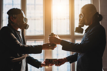 The concept of evil businessmen and illegal business practices. Contraband.