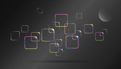 Glowing  squares. Abstract background. Geometric shapes.Vector illustration.Space. Can be used in cover design, book design, poster, flyer, CD cover, website background, or advertising.