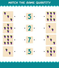 Match the same quantity of grape. Counting game. Educational game for pre shool years kids and toddlers