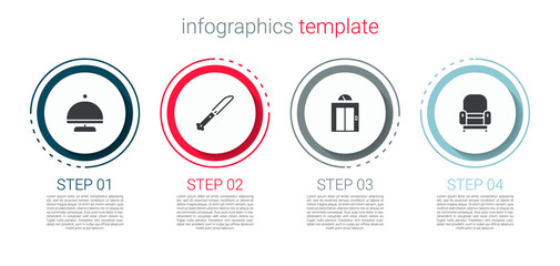 Set Covered with tray, Knife, Lift and Armchair. Business infographic template. Vector