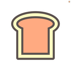 Slice of toast or bread vector icon. Healthy food or bakery with nutrition from natural i.e. wheat, grain or rye. Cooked by baked or grilled. For make sandwich in breakfast, lunch and dinner. 48x48 px