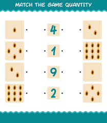 Match the same quantity of papaya. Counting game. Educational game for pre shool years kids and toddlers