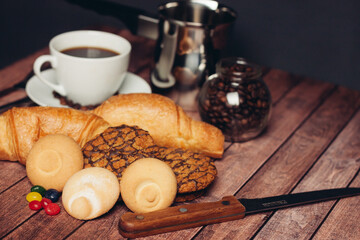 a cup of coffee sweets cookies desserts breakfast