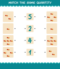 Match the same quantity of pitanga. Counting game. Educational game for pre shool years kids and toddlers