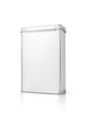 silver metallic box for premium product design mock-up isolated on white background