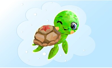 Turtle in low poly style