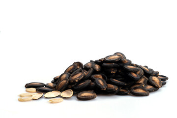 water melon seeds in high definition on white background
