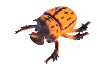Large orange beetle, toy beetle on a white background, isolated